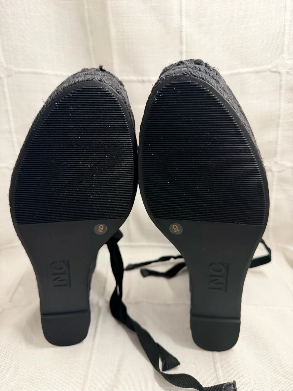 INC Merryy Black Espadrille Wedge Sandals Size 9M NEW